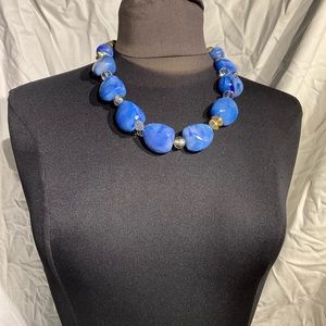 Blue beaded statement necklace